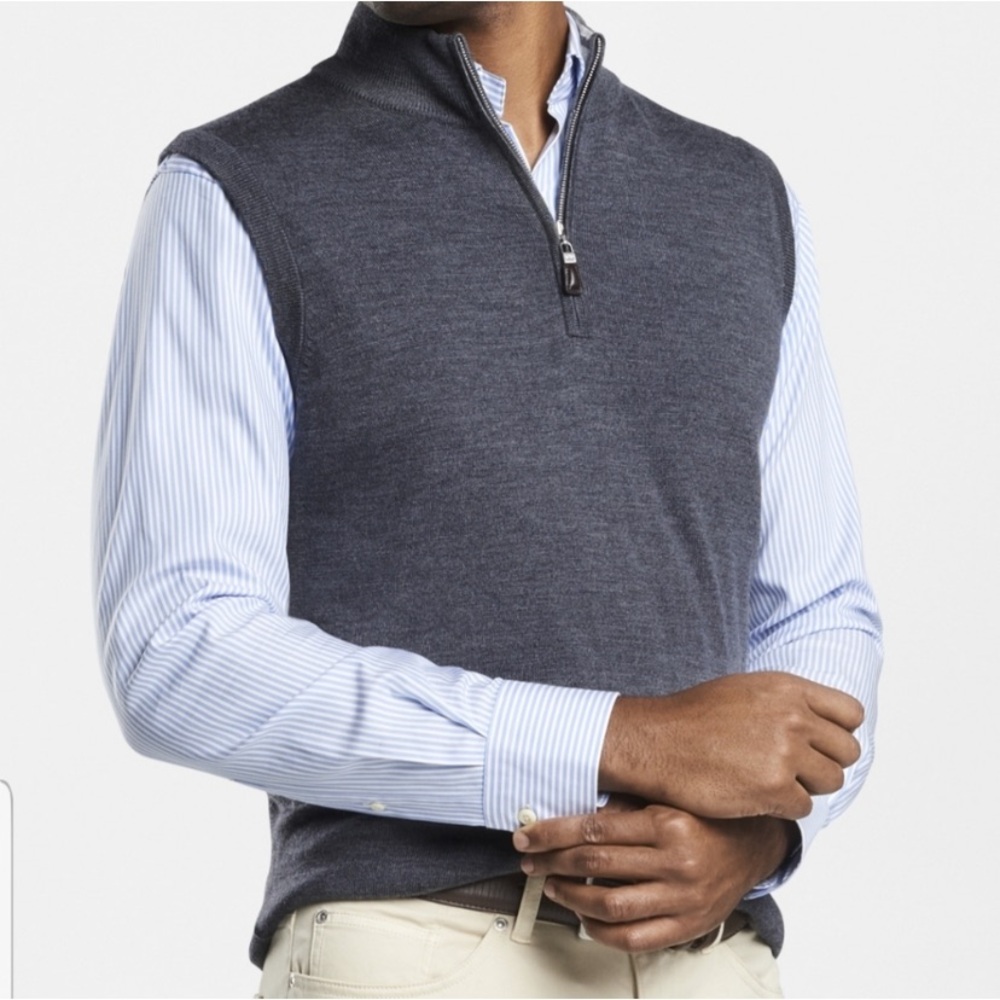 Peter Millar Mens‎ XL Crown Soft Merino Silk-Wool Quarter-Zip